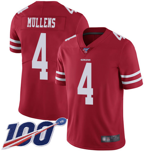 San Francisco 49ers Limited Red Men Nick Mullens Home NFL Jersey #4 100th Season Vapor Untouchable->youth nfl jersey->Youth Jersey